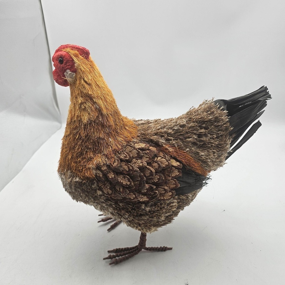 Rustic Wood Rooster Figurine Brown Medium Chicken Farmhouse Decor Primitive - Picture 4 of 11